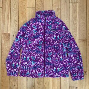 Girls 14/16 Kids Columbia Fleece full zip cool pattern Outdoor Camping Hiking